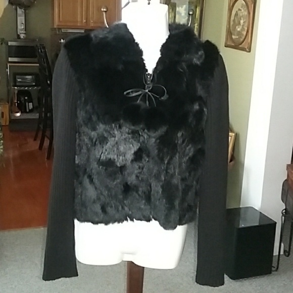 rabbit fur sweater jacket
